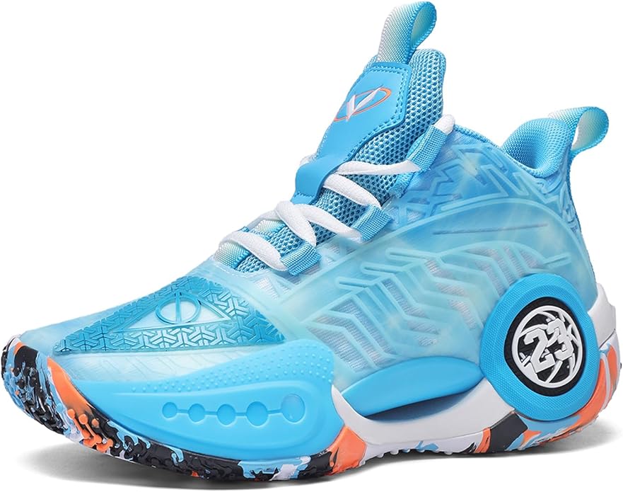 JMFCHI Kids Basketball Shoes High-top Sports Shoes Sneakers Durable Lace-up Non-Slip Running Shoes