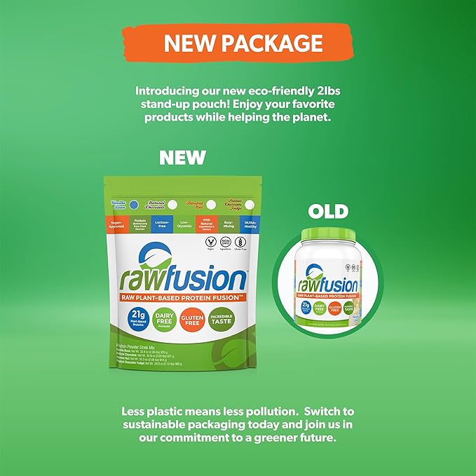 Rawfusion Vegan Protein Powder, Vanilla Bean ??30 Servings, 21g Plant-Based Protein, Low Net Carbs