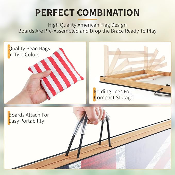 Cornhole Set, Corn Holes Outdoor Game, Regulation 2X4 Cornhole Boards, Portable Cornhole Set