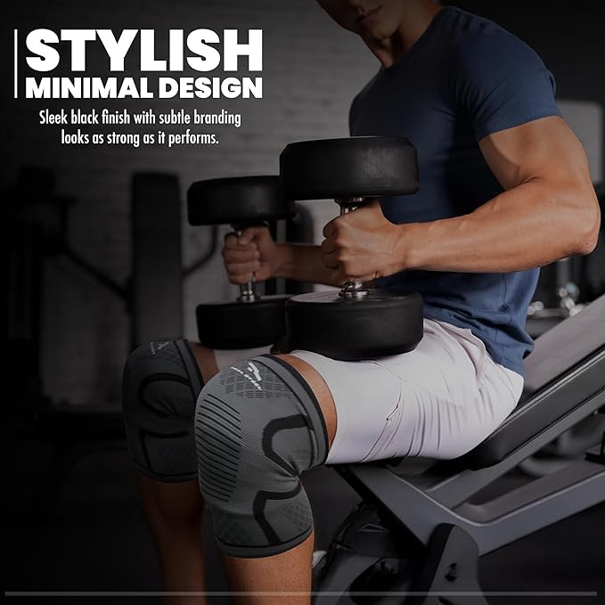 Real Steel Compression Knee Brace for Women & Men 1-Pair Knee Brace for Running Knee Pain, Knee