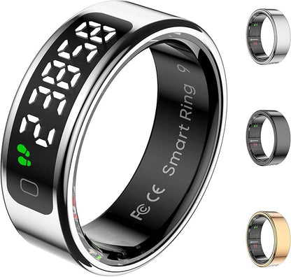 Smart Ring Health Tracker with Display Screen, Sleep Tracker with Heart Rate, Fitness Ring Step