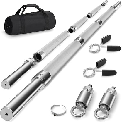 DASKING 4ft/4.9ft Barbell, 1-Inch Standard Detachable Bar, Portable Strength Training Bar for