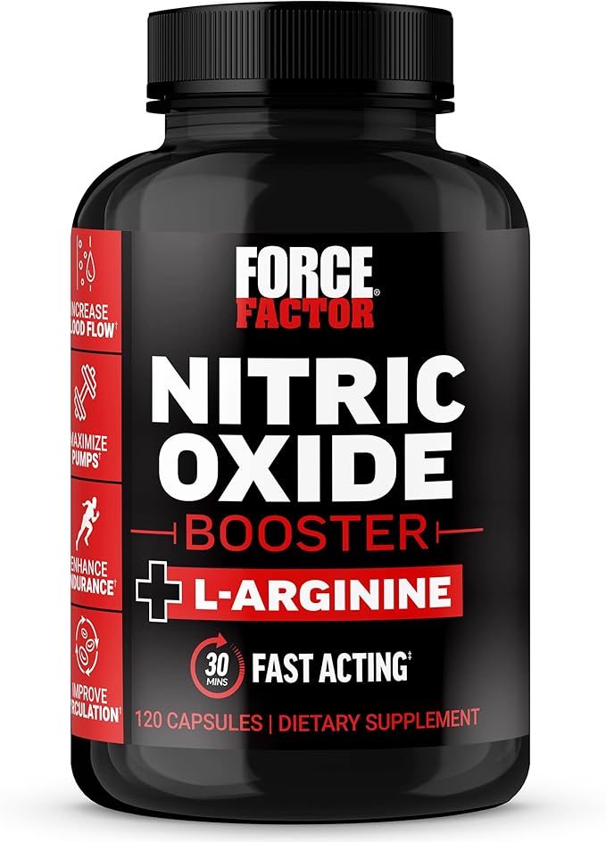 FORCE FACTOR Nitric Oxide Booster, Fast-Acting Formula with L-Arginine, Boosts Nitric Oxide Levels