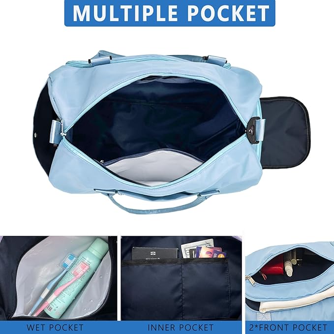 woogwin Gym Bag for Men & Women with Shoes & Wet Compartment Waterproof Duffle Bag for Travel