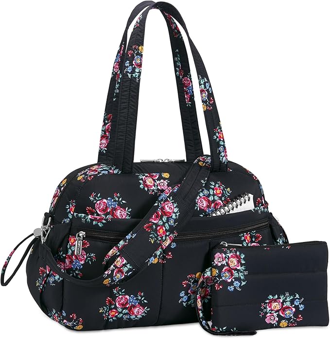 TOPDesign Travel Duffel Bag for Women, Puffer Gym Bag Sports Tote with Wet Pocket, Carry On