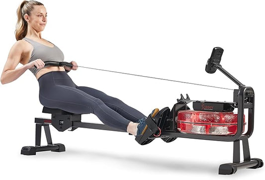 Sunny Health & Fitness Premium Water Rower w/Intensive Dynamic Real-Time Resistance, 300 LB