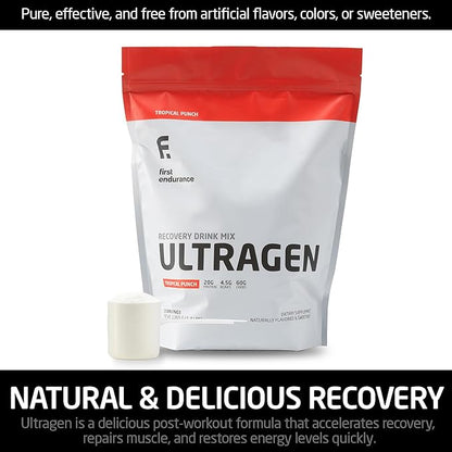 FIRST ENDURANCE Ultragen Workout Recovery Drink Powder, Protein Mix, Boosts Energy, Accelerates