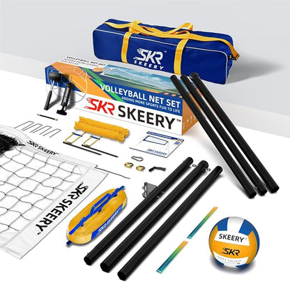 Outdoor Heavy Duty Volleyball Net Set, Anti-Sag Design, Adjustable Aluminum Poles, Portable
