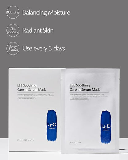 LBB Soothing Care In Serum Mask - Hypoallergenic Face Mask Sheet for Calming, Moisturizing - Vegan