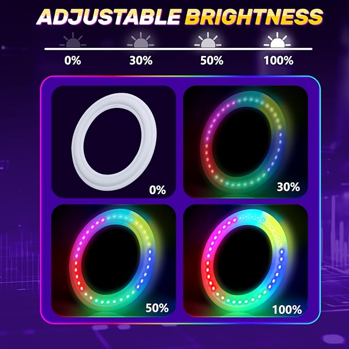 Amarlozn Light up Flying Ring Disc Toy for Kids Adults, 10" Rechargeable 12 Dynamic Modes Glow in