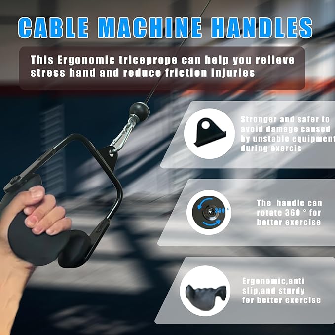 Ergonomic Tricep Rope Pulldown Attachments, Upgraded 27 32 40 & 47 Inch Extra Long Triceps Rope