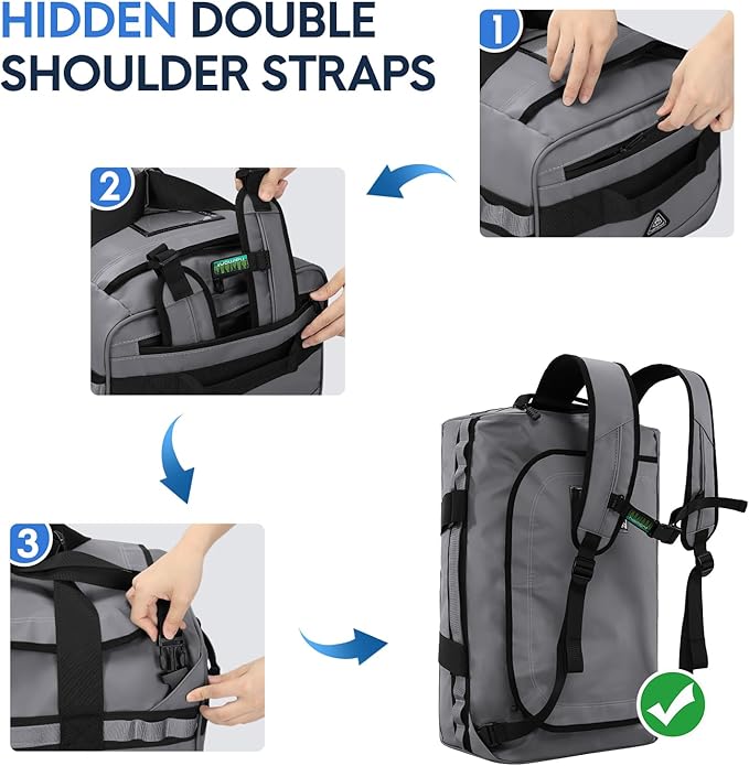 Haimont Gym Duffel Backpack Bag for Men Large Sports Duffle Bags with Backpack Straps for Hiking