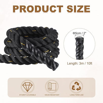 MECCANIXITY Battle Rope 10ft x 2 Inch Polyester Workout Rope Heavy Fitness Exercise Rope for