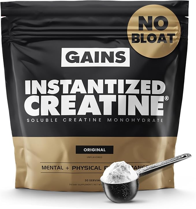 Gains in Bulk Instantized Creatine Monohydrate for Women and Men, Soluble Creatine Powder, Supports