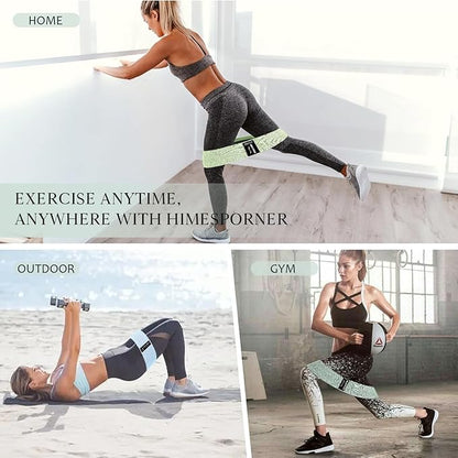 Wide Fabric Resistance Bands for Working Out, 3 Level Non-Slip Exercise Booty Bands for Women & Men