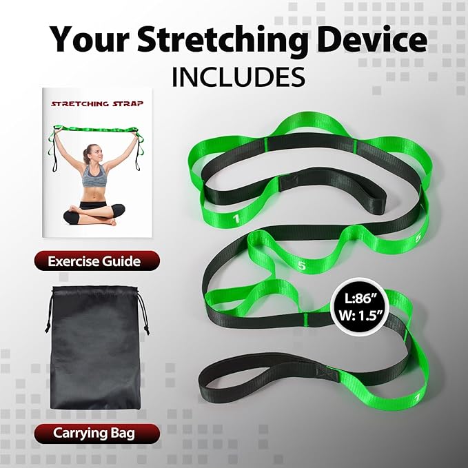 Stretching Strap with 10 Loops-Yoga Strap for Physical Therapy,Home Workout,Pilate & Flexibility