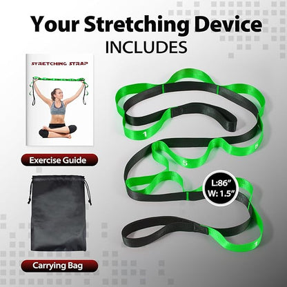 Stretching Strap with 10 Loops-Yoga Strap for Physical Therapy,Home Workout,Pilate & Flexibility