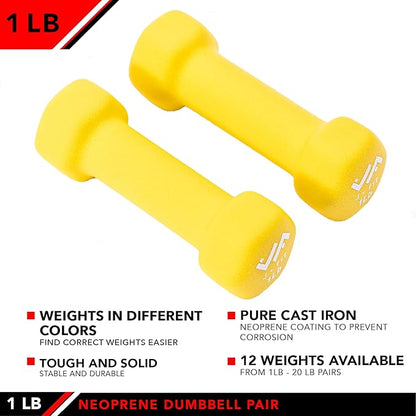 JFIT Dumbbell Pairs or Sets – Neoprene & Vinyl Coated Hand Weights for Home Gym, Strength Training