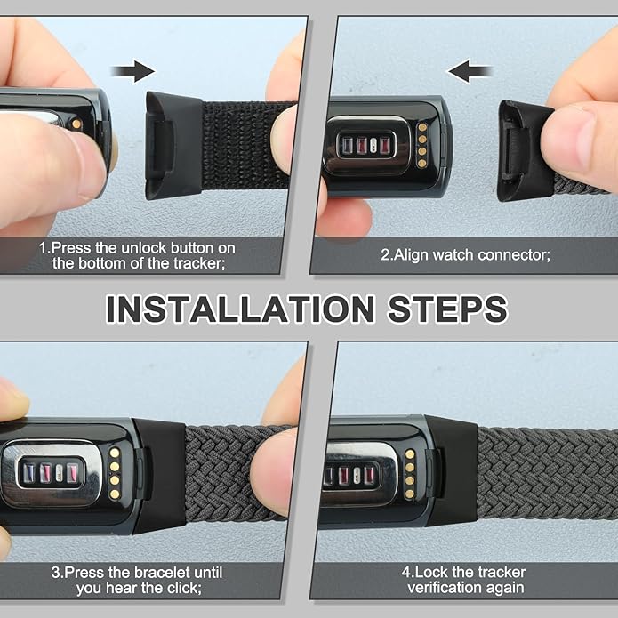 Braided Band Compatible with Fitbit Charge 6/Fitbit Charge 5, Soft Nylon Solo Loop Adjustable