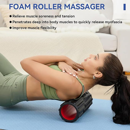 5 in 1 Foam Roller Set, High Density Foam Roller, Muscle Roller Stick, Massage Ball, Resistance