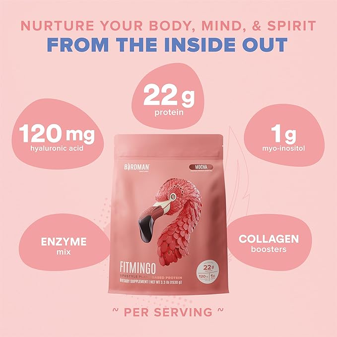 Fitmingo Vegan Protein Powder with Inositol, Collagen Boosters, Hyaluronic Acid and Vitamins | Low