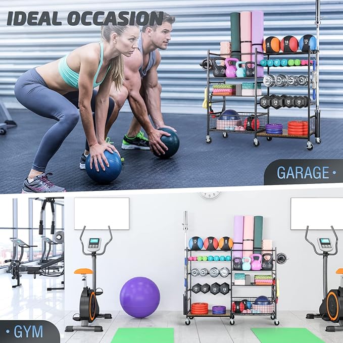 PLKOW Dumbbell Rack, Weight Rack for Dumbbells, Home Gym Storage for Dumbbells Kettlebells Yoga Mat