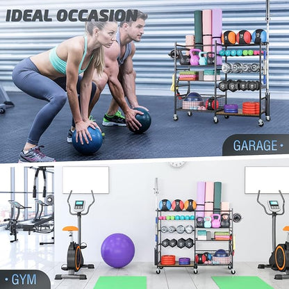 PLKOW Dumbbell Rack, Weight Rack for Dumbbells, Home Gym Storage for Dumbbells Kettlebells Yoga Mat