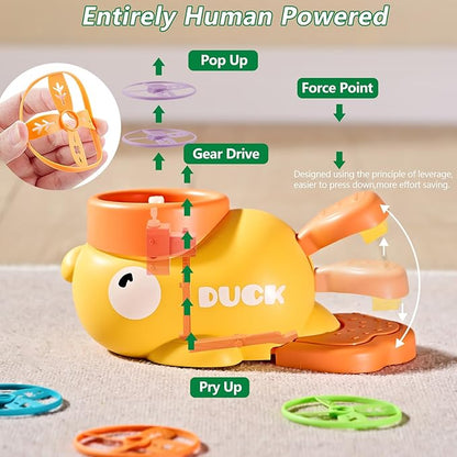 COUOMOXA Flying Disc Launcher for Kids: 3-12 Year Old Boys Girls Throw and Catch Outdoor Indoor