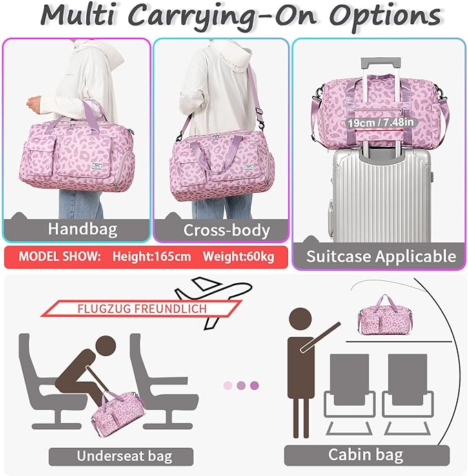FIORETTO Women's Gym Duffle Bag with Shoes Compartment, 37L Capacity, Ideal for Travel, Gym