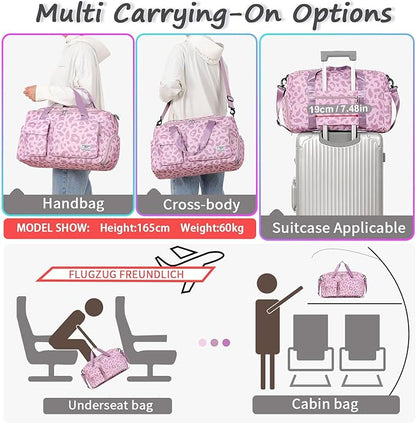 FIORETTO Women's Gym Duffle Bag with Shoes Compartment, 37L Capacity, Ideal for Travel, Gym