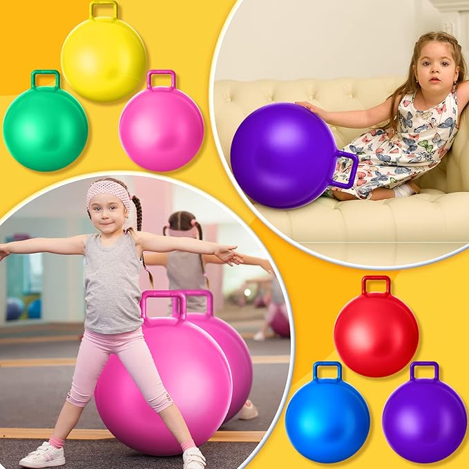 Lewtemi 6 Pcs Hopper Ball Carnival Outdoor Games 15 Inch Jumping Hopping Inflatable Bouncing Ball