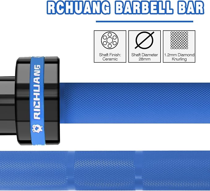 7ft Olympic Barbell, Weightlifting Barbell 28mm 45lb - 500/700/1000lbs Capacity with Smooth