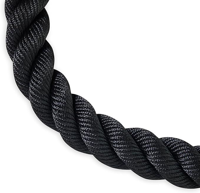 Reebok 18 ft Battle Rope, 1.5" Thick Exercise Rope for Home Gym Workout, Anti-Slip Handles for