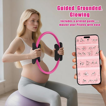 Pilates Essentials Kit for Home Workouts, Pink Pilates Equipment with Pilates Ring and Ball Set for