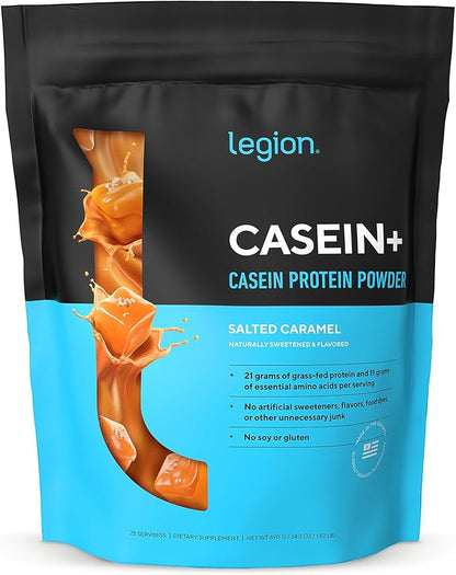 LEGION Casein+ Casein Protein Powder (Salted Caramel) - Slow-Release Micellar Casein Protein Powder