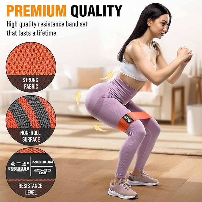 Fabric Resistance Bands for Working Out - Exercise Bands for Women and Men, Booty Bands for Legs