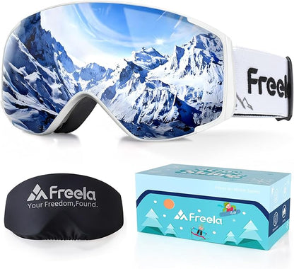 Freela Kids Ski Snowboard Goggles for Toddler(3-14) Youth Anti Fog Anti UV Goggles Girls Boys Snow