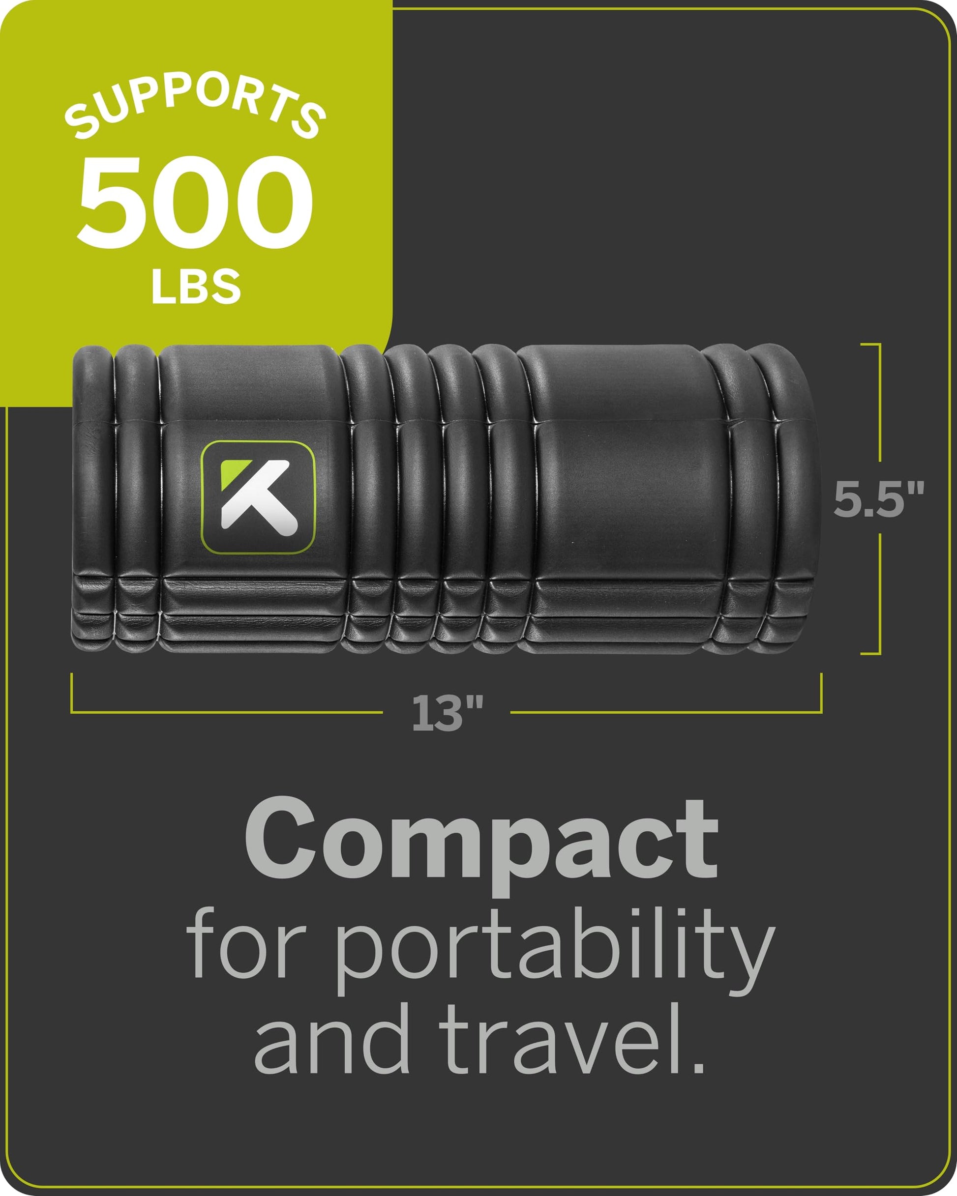 TriggerPoint Grid 1.0 Foam Roller - 13" Multi-Density Massage Roller for Deep Tissue & Muscle