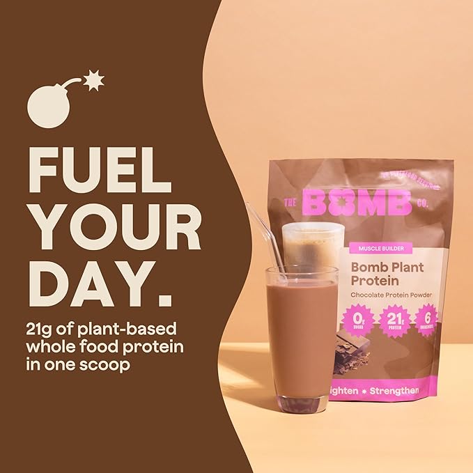 The Bomb Co. Bomb Plant Protein, Protein Powder with 21g Protein, Amino Acids, Zero Sugar, Pea