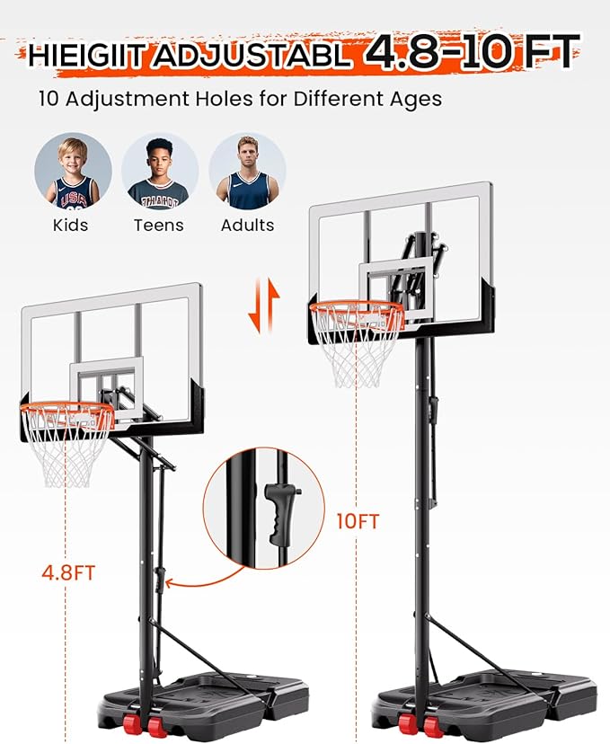 Basketball Hoop Outdoor with 45 Inch Shatterproof Backboard, Portable Basketball Goal System