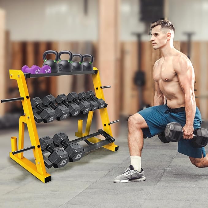 "Kipika Heavy Duty 3 Tier Dumbbell Rack Multifunctional, Weight Rack for Dumbbells, Home Gym