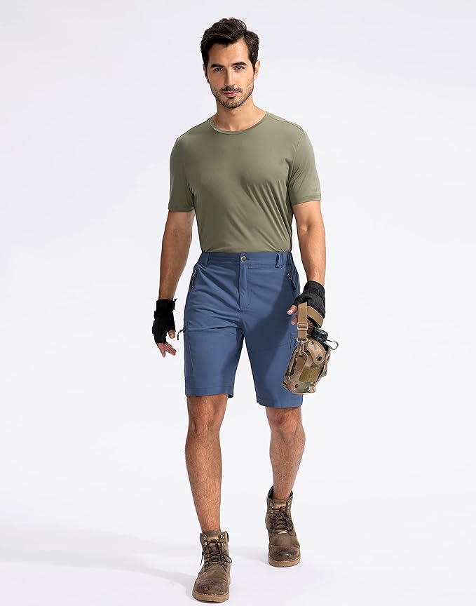 Pudolla Men's Hiking Cargo Shorts 9" Lightweight Outdoor Work Shorts for Men Travel Golf Camping