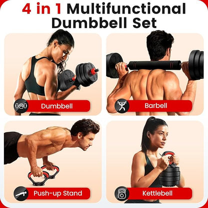 Adjustable Dumbbell Set, 20/33/45/70/90lbs Free Weight Set with Connector, 4 in1 Dumbbells Set Used