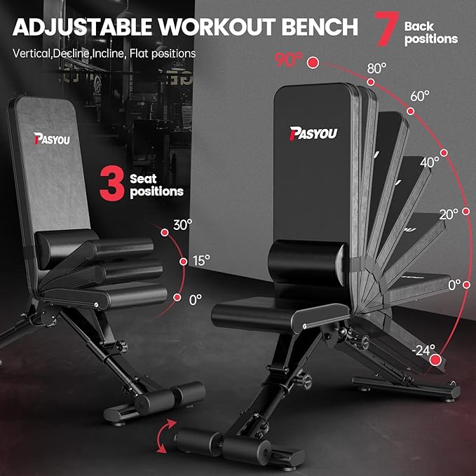 PASYOU Adjustable Weight Bench Full Body Workout Multi-Purpose Foldable Incline Decline Exercise