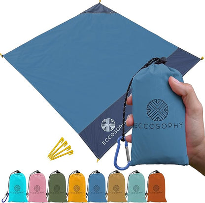 ECCOSOPHY Sand Proof Beach Blanket - Waterproof Picnic Blanket 60x55-Outdoor Compact Pocket