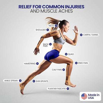4% Lidocaine Maximum Strength Pain Relief Kinesiology Tape - Relieves Back, Joints and Muscle Pains