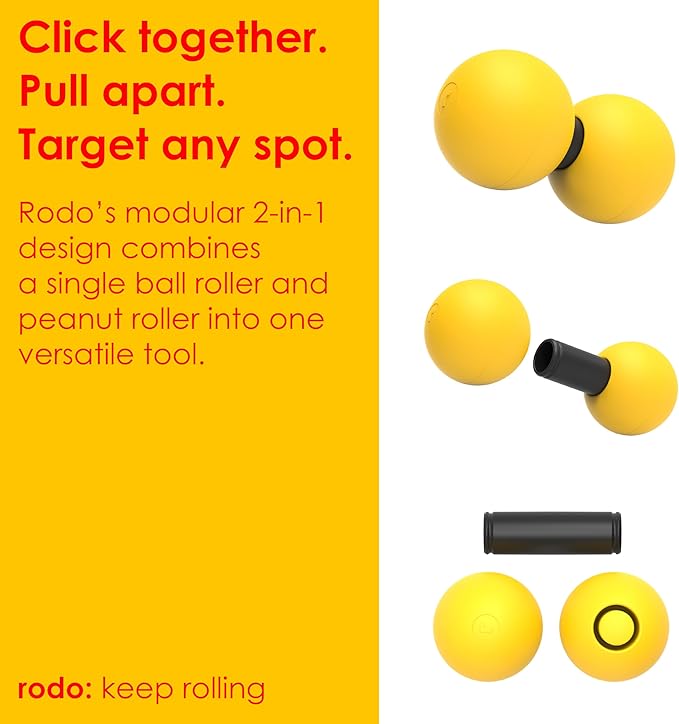 Rodo 2-in-1 Soft Peanut & Lacrosse Ball Roller | Deep Tissue Massage Tool for Fascia, Plantar