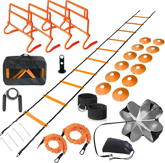 Adjustable Speed Training Hurdles Fitness & Speed Training Equipment with Agility Ladder