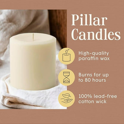 Mister Candle Dripless Vanilla Scented Ivory Pillar Candle Hand Made Vanilla Pillar Candles with