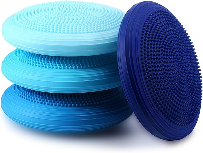 Libima 4 Pcs Wiggle Seat Inflated Wobble Cushion for Sensory Kid 13 Inches Balance Disc Flexible
